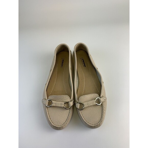 J Crew Soft Leather Loafer Taupe Bridle Bit Moccasin Toe Slip On Flat Womens 9 - Picture 4 of 12